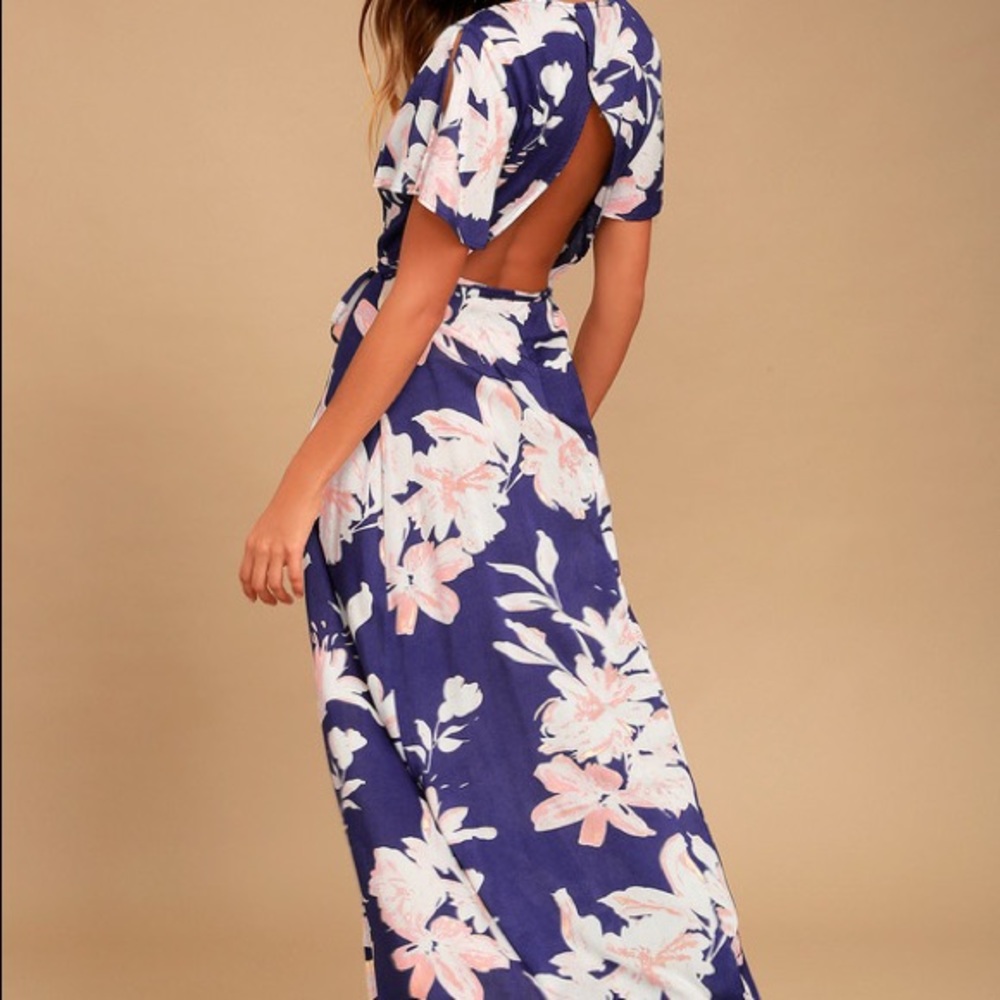 AZALEA REGALIA NAVY BLUE FLORAL PRINT WRAP MAXI